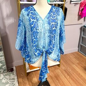 Adrienne Royal Blue Snakeskin Patterned Women's Top!